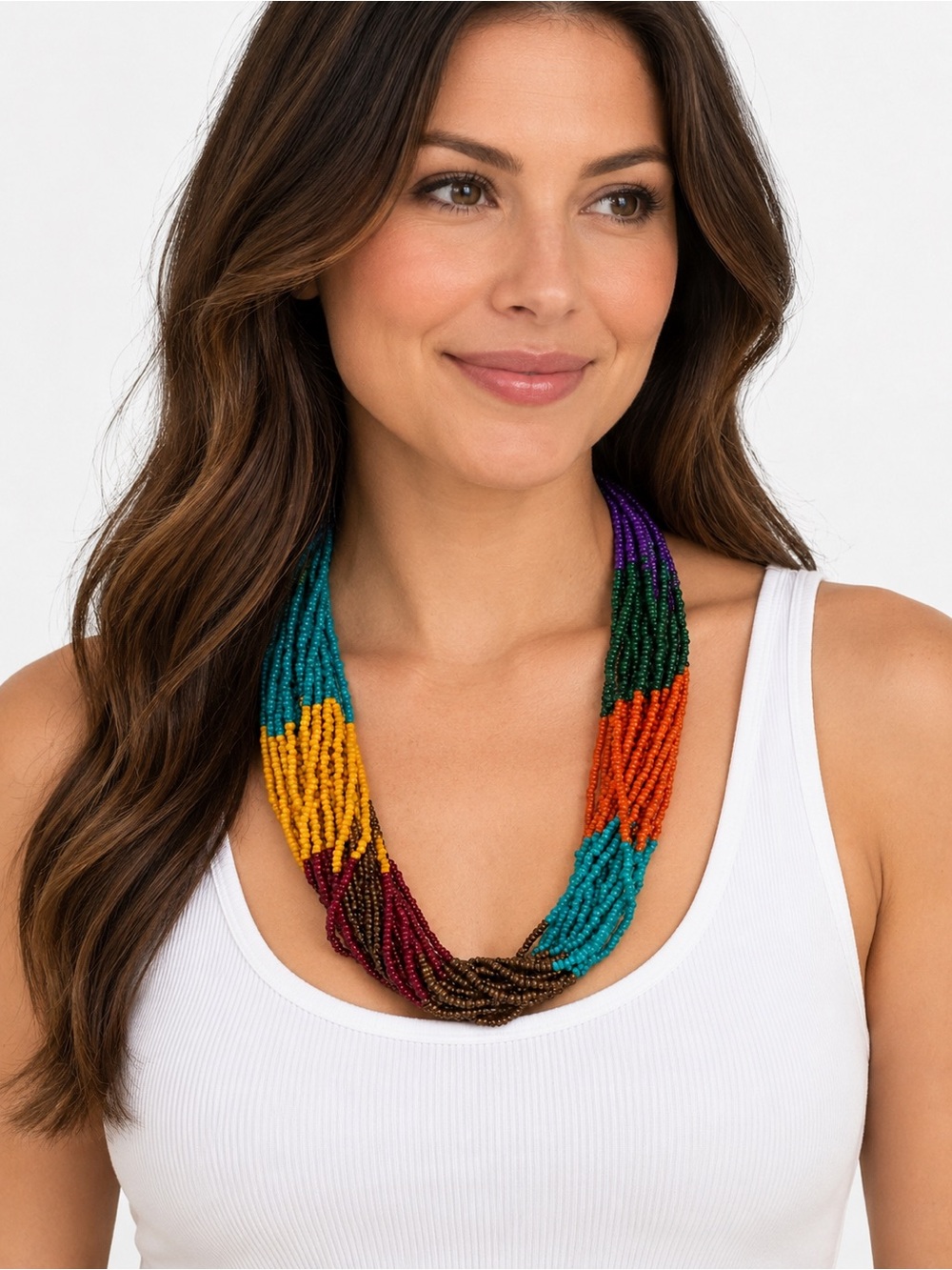 Vintage Premier Designs Multicolor Beaded Multi-Strand Statement Necklace